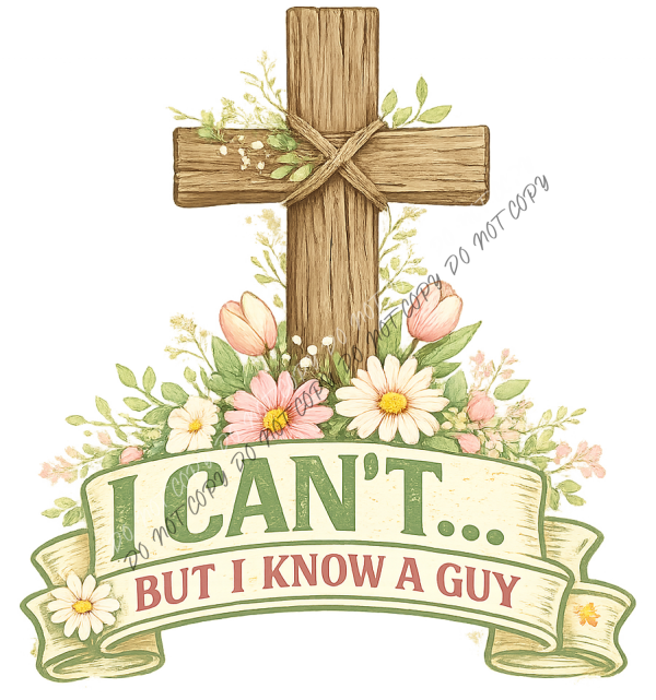 I Can’t But I Know a Guy Floral Cross DTF Transfer RTP DTF Transfers