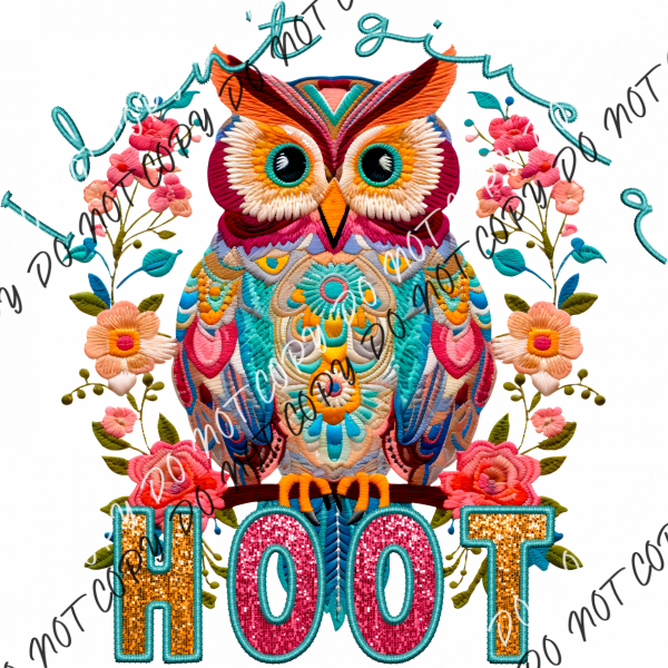 I Don’t Give A Hoot Faux Sequin And Embroidery Dtf Transfer Rtp Transfers