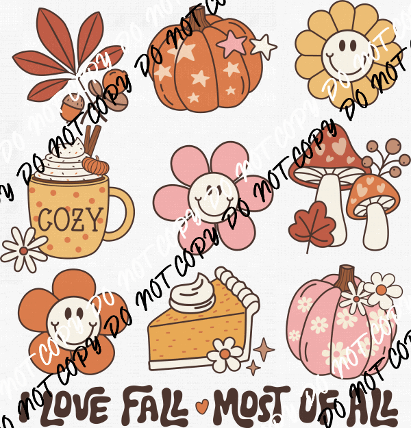 I Love Fall Most of All Retro Grid DTF Transfer - We Print U Press DTF Transfers