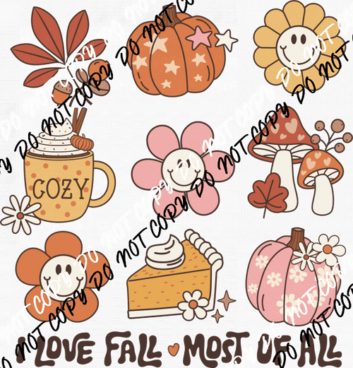 I Love Fall Most of All Retro Grid DTF Transfer - We Print U Press DTF Transfers