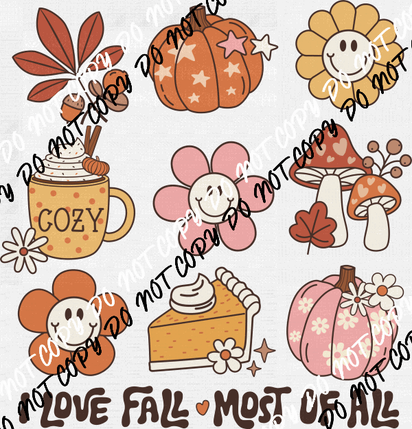 I Love Fall Most of All Retro Grid DTF Transfer - We Print U Press DTF Transfers