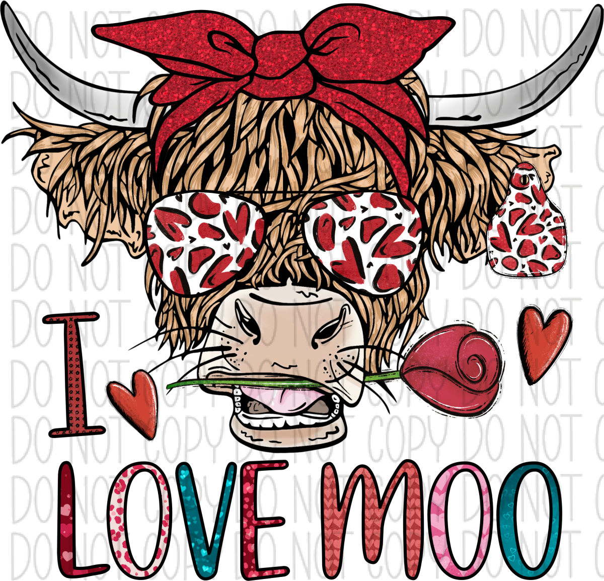 I Love Moo Highland Cow Dtf Transfer