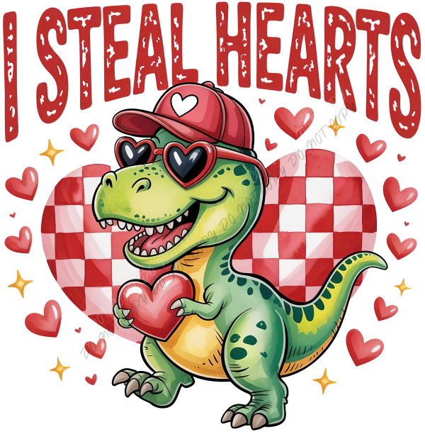 I Steal Hearts Dinosaur DTF Transfer RTP DTF Transfers