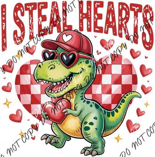 I Steal Hearts Dinosaur DTF Transfer RTP DTF Transfers