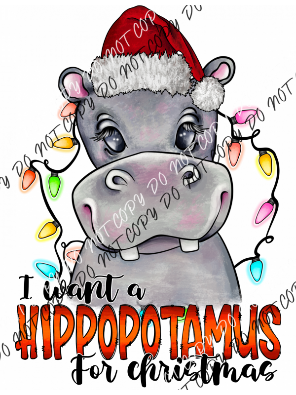 I Want A Hippopotamus For Christmas Dtf Transfer