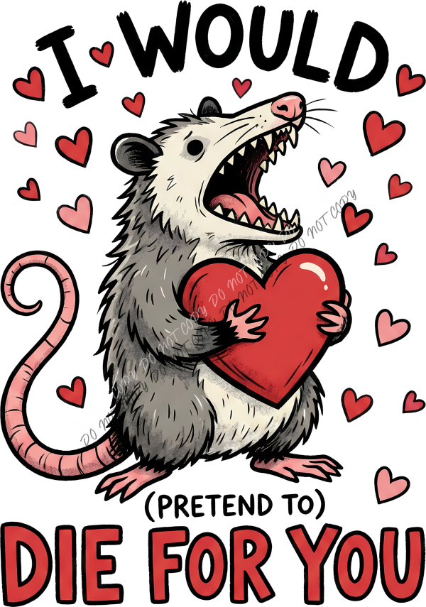 I Would Die For You Opossum DTF Transfer RTP DTF Transfers