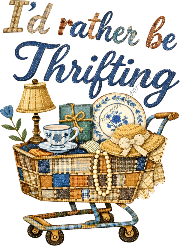 I’d Rather Be Thrifting Patchwork DTF Transfer RTP DTF Transfers