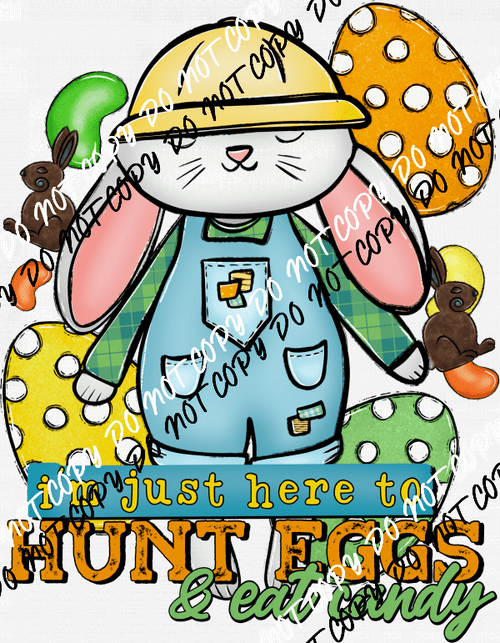 I'm Just Here to Hunt Eggs & Eat Candy DTF Transfer - We Print U Press DTF Transfers