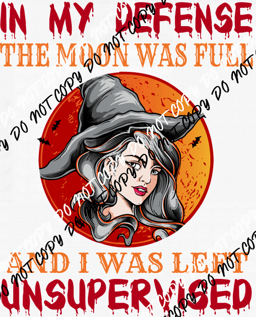 In My Defense the Moon Was Full Witch DTF Transfer - We Print U Press DTF Transfers