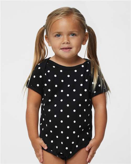 Infant Baby Rib Bodysuit - Black/ White Dot - We Print U Press DTF Transfers