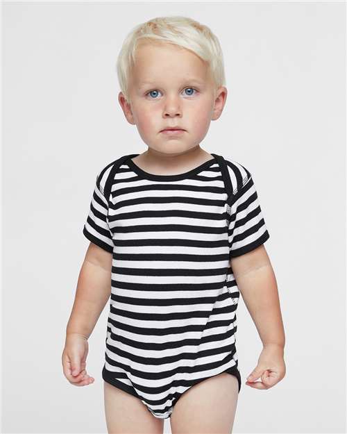 Infant Baby Rib Bodysuit - Black/ White Stripe - We Print U Press DTF Transfers