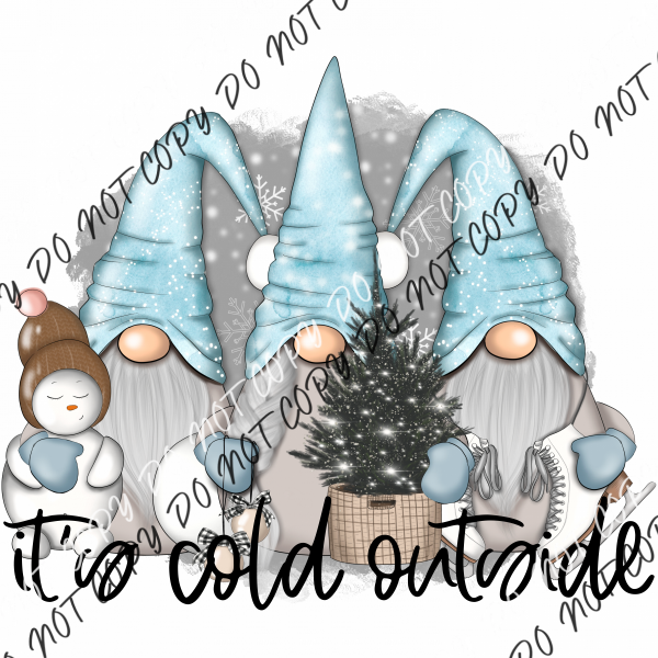 Its Cold Outside Gnomes Pastel Blue Dtf Transfer Rtp Transfers