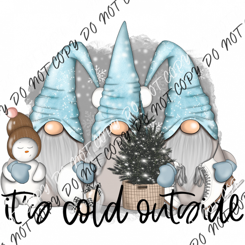 Its Cold Outside Gnomes Pastel Blue Dtf Transfer Rtp Transfers