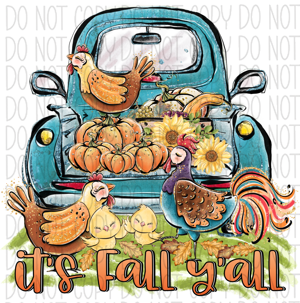 Its Fall Yall Truck And Chickens Dtf Transfer