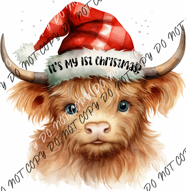 It's My 1st Christmas Highland Cow DTF Transfer RTP DTF Transfers