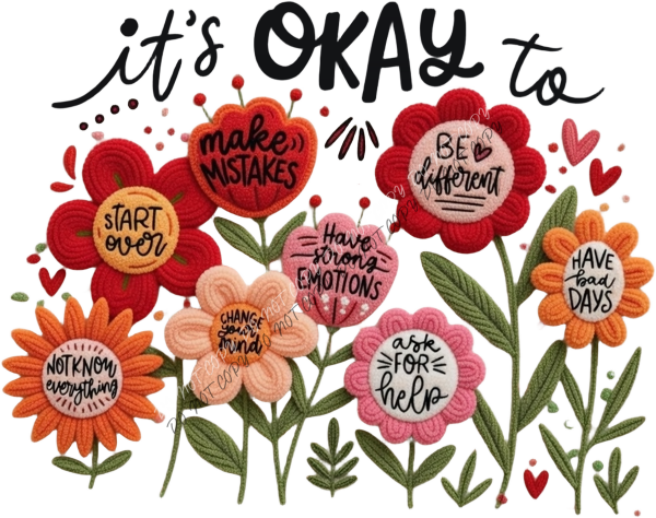 It’s Okay To Faux Stitch Flower Garden DTF Transfer RTP DTF Transfers