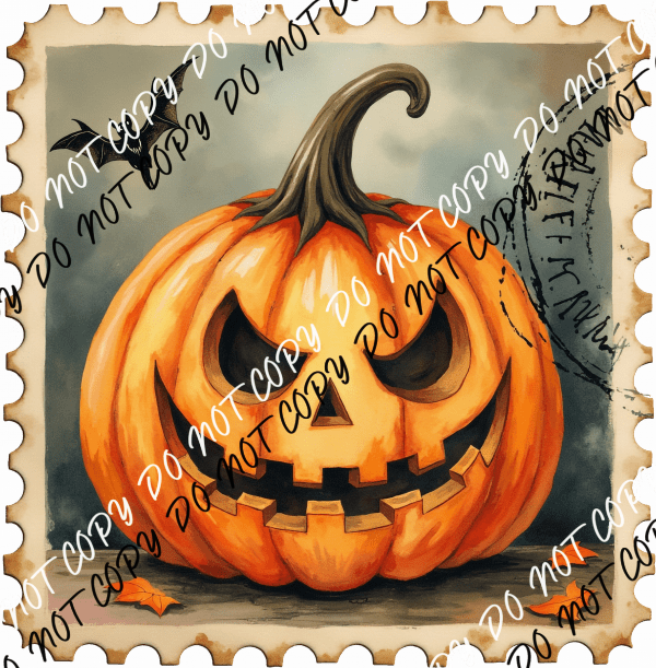 Jack - O' - Lantern Old Stamp DTF Transfer - We Print U Press DTF Transfers