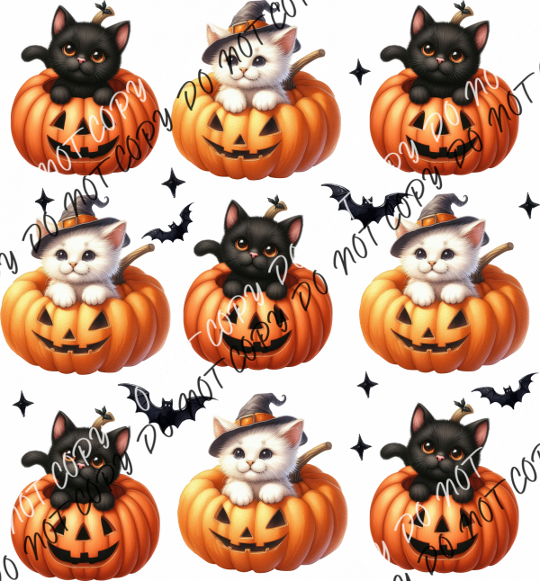 Jack O Lanterns And Cats Grid Dtf Transfer Rtp Transfers