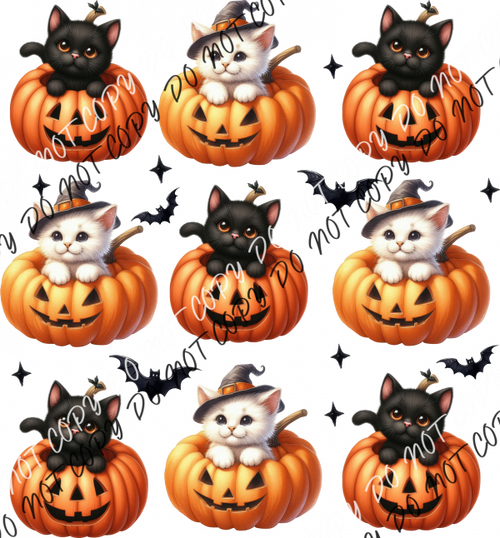 Jack O Lanterns And Cats Grid Dtf Transfer Rtp Transfers