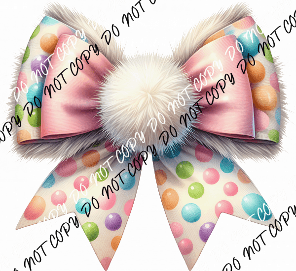 Jelly Bean Easter Coquette Bow with Cotton Tail DTF Transfer - We Print U Press DTF Transfers