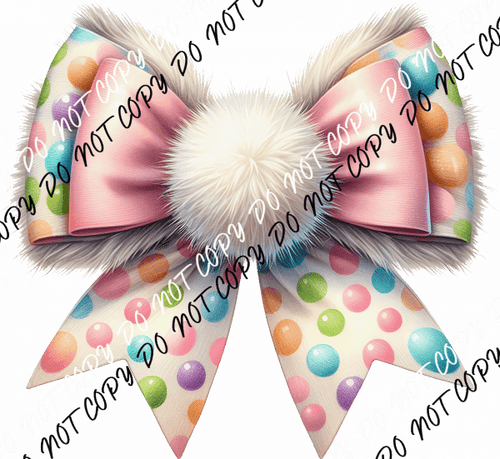 Jelly Bean Easter Coquette Bow with Cotton Tail DTF Transfer - We Print U Press DTF Transfers