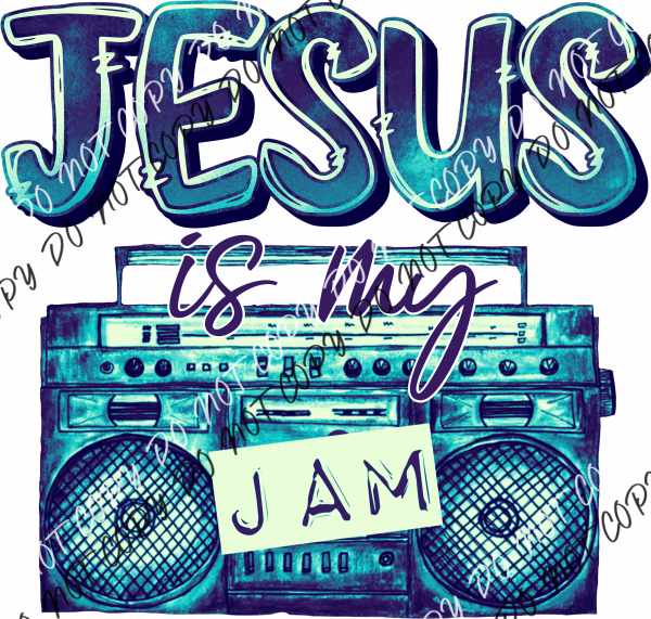 Jesus Is My Jam Turquoise And White Dtf Transfer