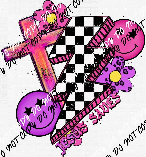 Jesus Saves Cross and Smile Faces DTF Transfer - We Print U Press DTF Transfers