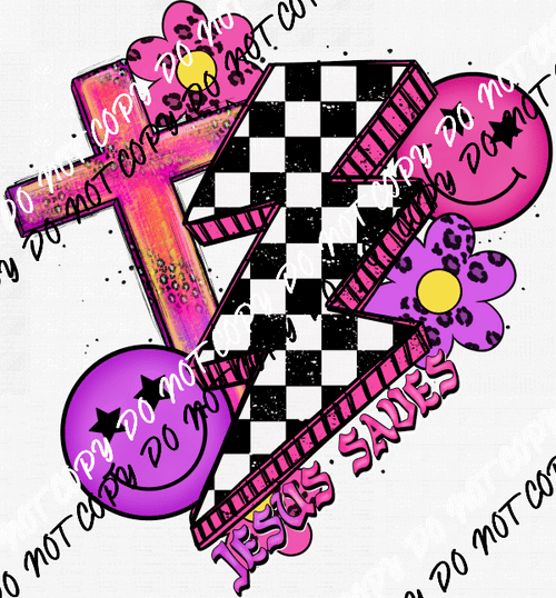 Jesus Saves Cross and Smile Faces DTF Transfer - We Print U Press DTF Transfers