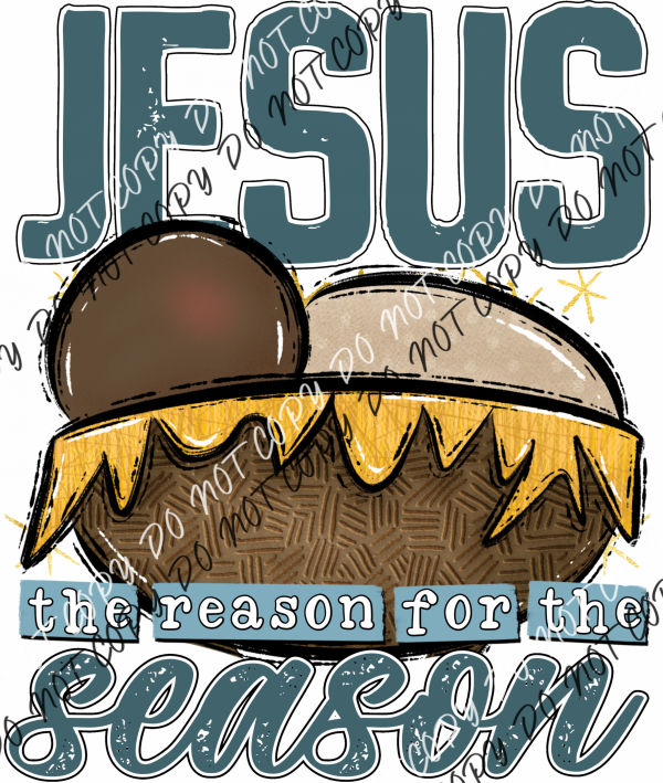 Jesus The Reason For Season Dtf Transfer (See Skin Tone Color Options) Pocket Size 3’ / Dark Rtp