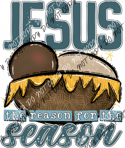 Jesus The Reason For Season Dtf Transfer (See Skin Tone Color Options) Pocket Size 3’ / Dark Rtp