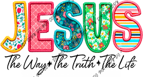 Jesus The Way Faux Fabric And Embroidery Dtf Transfer Rtp Transfers