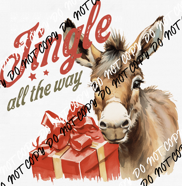 Jingle All the Way Christmas Donkey DTF Transfer - We Print U Press DTF Transfers