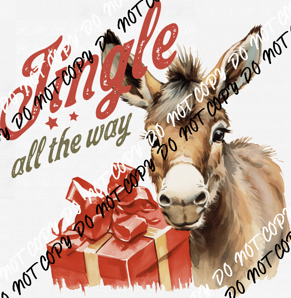 Jingle All the Way Christmas Donkey DTF Transfer - We Print U Press DTF Transfers