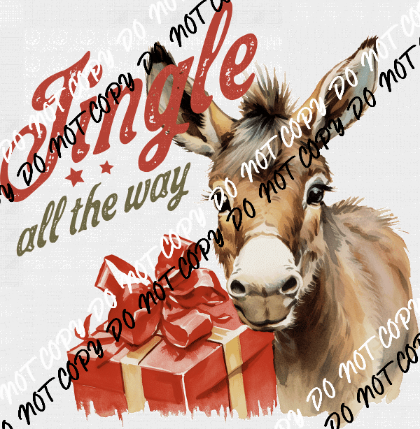 Jingle All the Way Christmas Donkey DTF Transfer - We Print U Press DTF Transfers