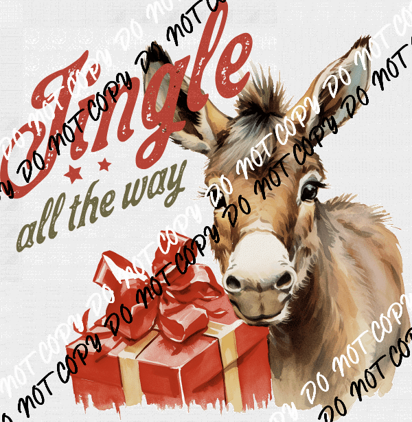 Jingle All the Way Christmas Donkey DTF Transfer - We Print U Press DTF Transfers