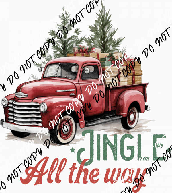 Jingle All the Way Christmas Truck DTF Transfer - We Print U Press DTF Transfers