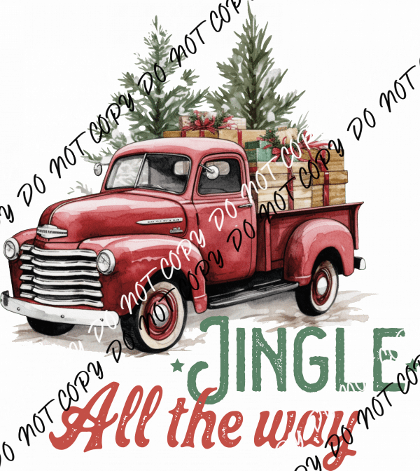 Jingle All the Way Christmas Truck DTF Transfer - We Print U Press DTF Transfers