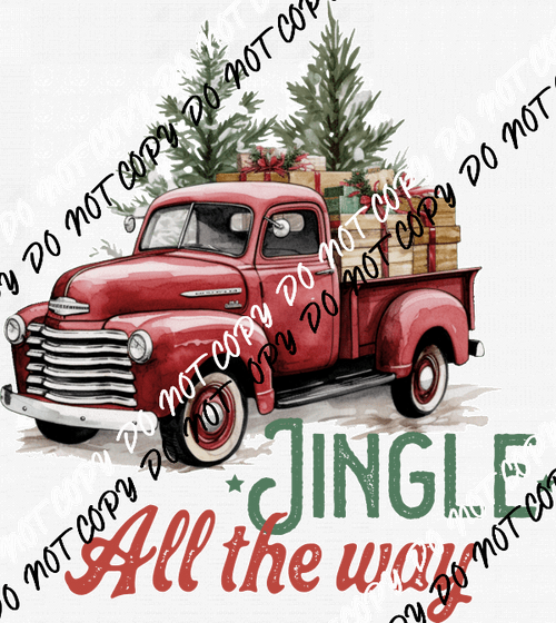 Jingle All the Way Christmas Truck DTF Transfer - We Print U Press DTF Transfers