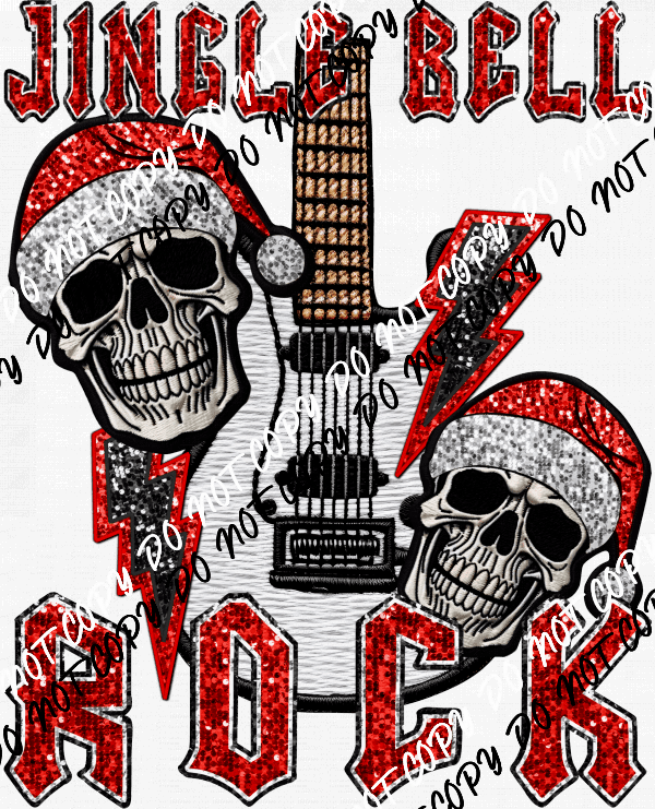 Jingle Bell Rock faux sequin and embroidery DTF Transfer - We Print U Press DTF Transfers