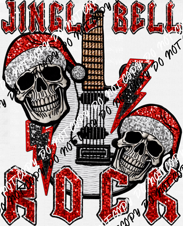 Jingle Bell Rock faux sequin and embroidery DTF Transfer - We Print U Press DTF Transfers
