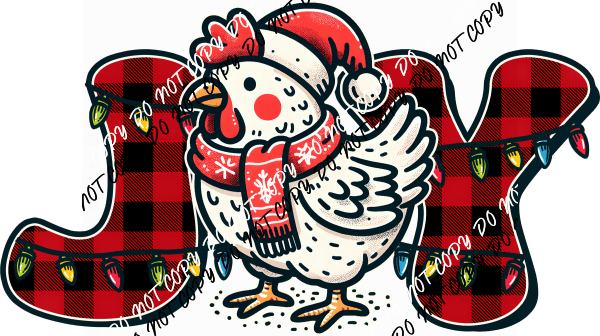 Joy Chicken Buffalo Plaid DTF Transfer - We Print U Press DTF Transfers