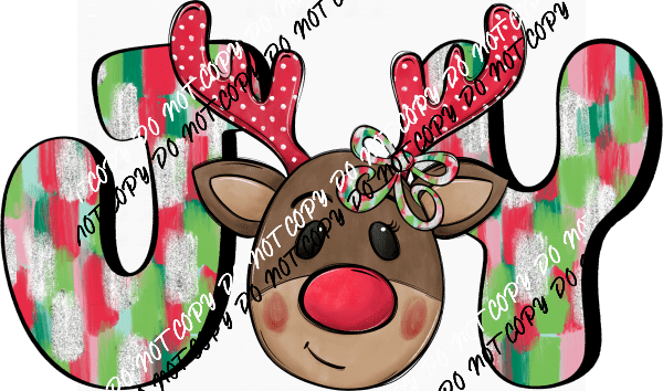 Joy Kid's Reindeer with Bow DTF Transfer - We Print U Press DTF Transfers