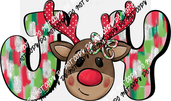 Joy Kid's Reindeer with Bow DTF Transfer - We Print U Press DTF Transfers