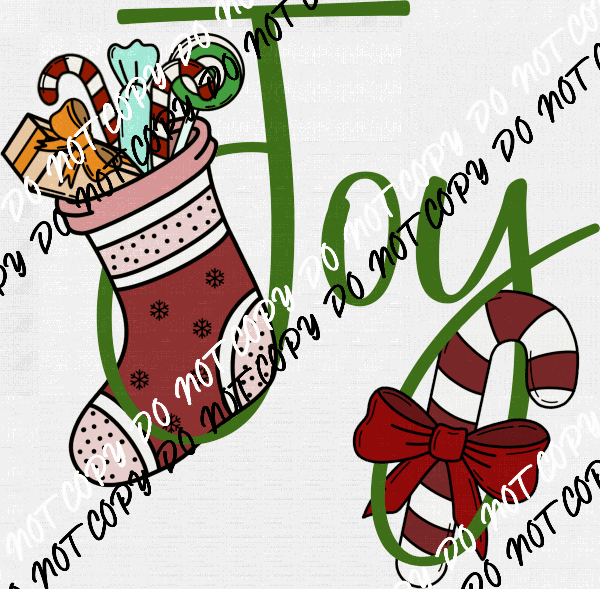 Joy Stocking and Candy Cane DTF Transfer - We Print U Press DTF Transfers