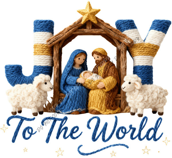 Joy to the World Nativity Faux Yarn DTF Transfer RTP DTF Transfers