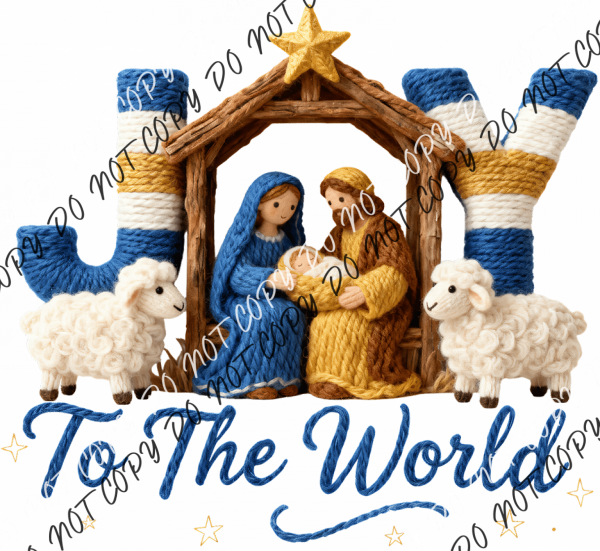 Joy to the World Nativity Faux Yarn DTF Transfer RTP DTF Transfers