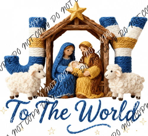 Joy to the World Nativity Faux Yarn DTF Transfer RTP DTF Transfers
