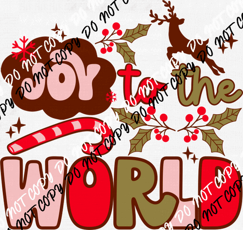 Joy To The World Reindeer DTF Transfer - We Print U Press DTF Transfers