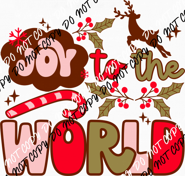 Joy To The World Reindeer DTF Transfer - We Print U Press DTF Transfers