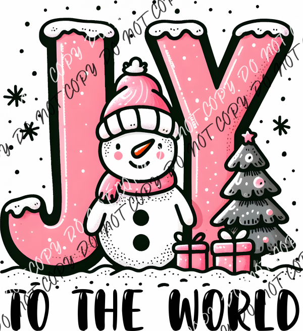 Joy To The World Snowman In Pink Dtf Transfer Rtp Transfers